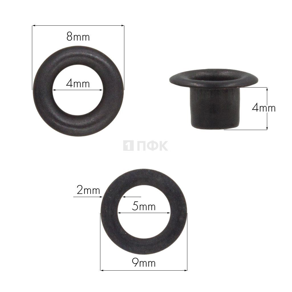 Люверсы №2 4мм сталь цв оксид (уп 5000шт) 