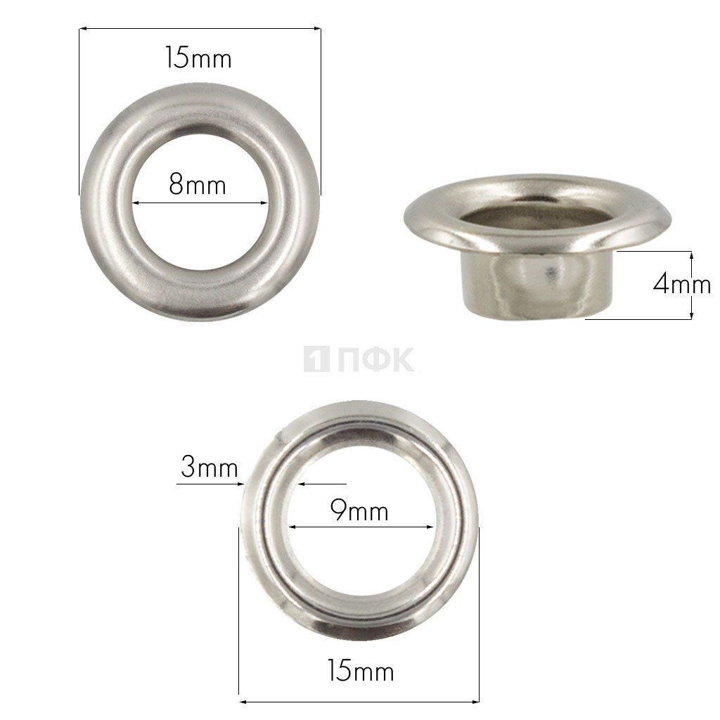 Люверсы №5 8мм нерж цв никель (уп 1000шт) — ПФКР Люверсы №5 8мм нерж цв никель (уп 1000шт)