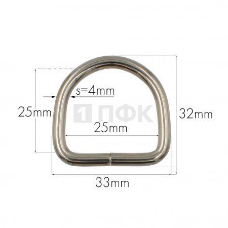 Полукольцо 25мм (толщ 4мм) цв никель (уп 200шт/3000шт) ВЫСОКОЕ Полукольцо 25мм (толщ 4мм) цв никель (уп 200шт/3000шт) ВЫСОКОЕ