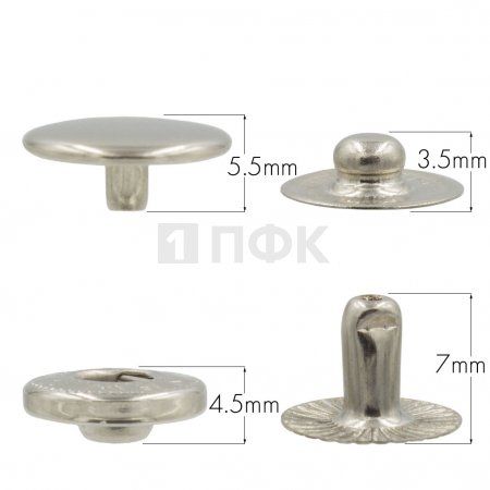 Кнопка для одежды 12,5мм Альфа сталь цв никель (уп 1440шт) NEW STAR