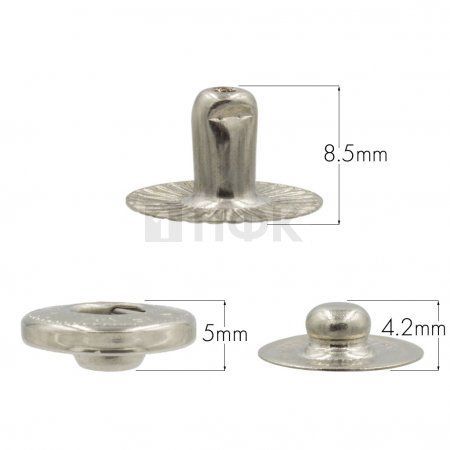 3 Части кнопки для одежды 15мм Альфа латунь цв никель (уп 720шт) NEW STAR