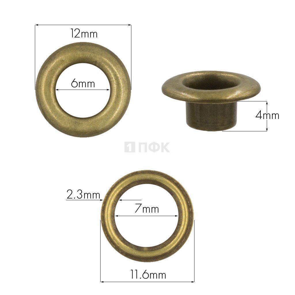 Люверсы №4 6мм нерж цв антик (уп 5000шт) — ПФКР Люверсы №4 6мм нерж цв антик (уп 5000шт)