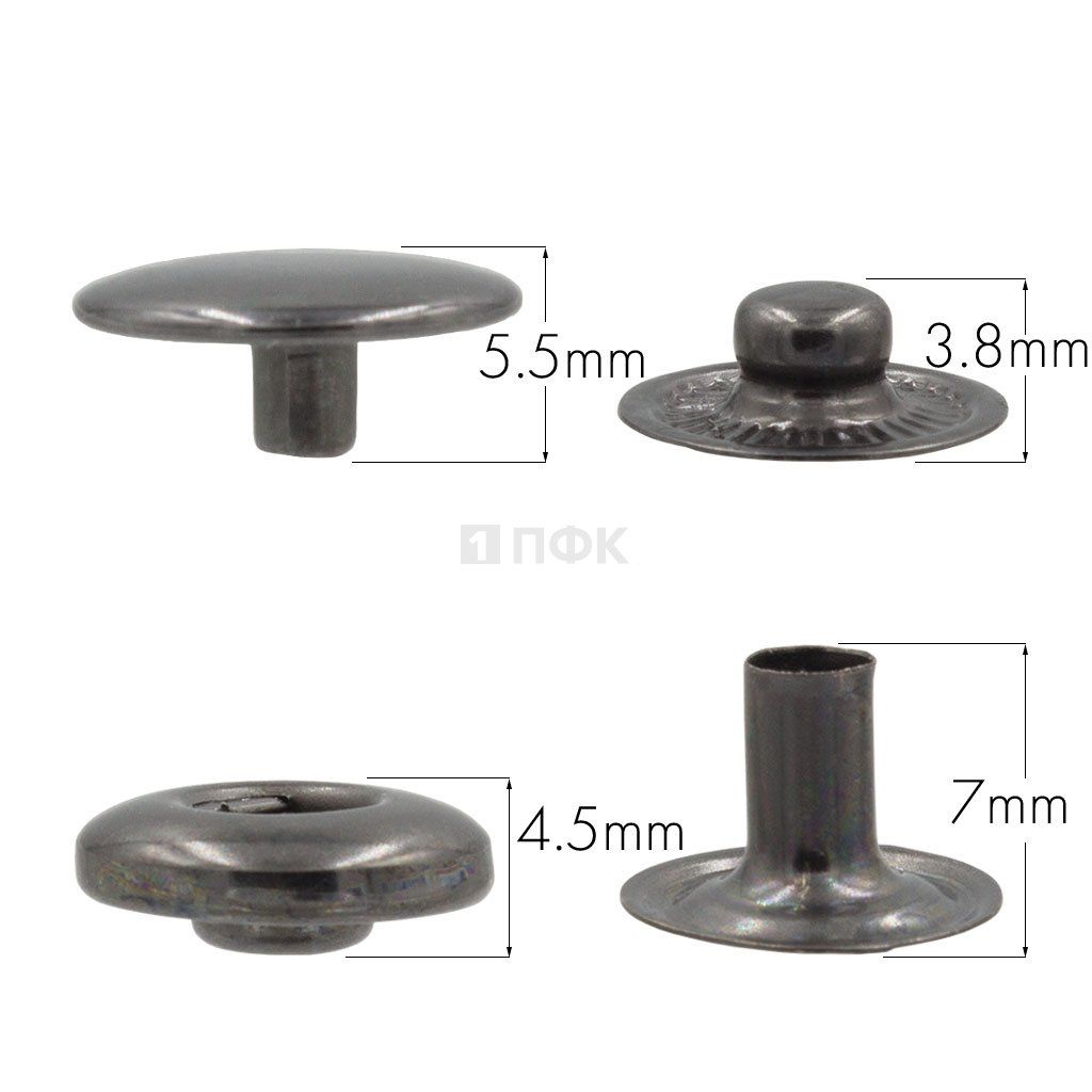 Кнопка для одежды 12,5мм Альфа нерж цв никель тем (уп 1440шт) BUTTONI 