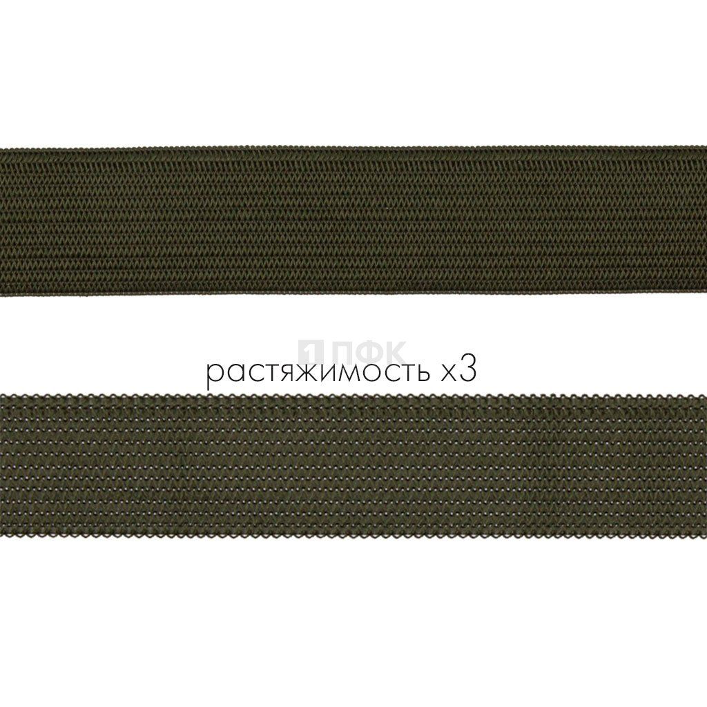 Резинка вязанная 20мм 7.4 гр/м цв хаки (рул 40м/уп 600м)