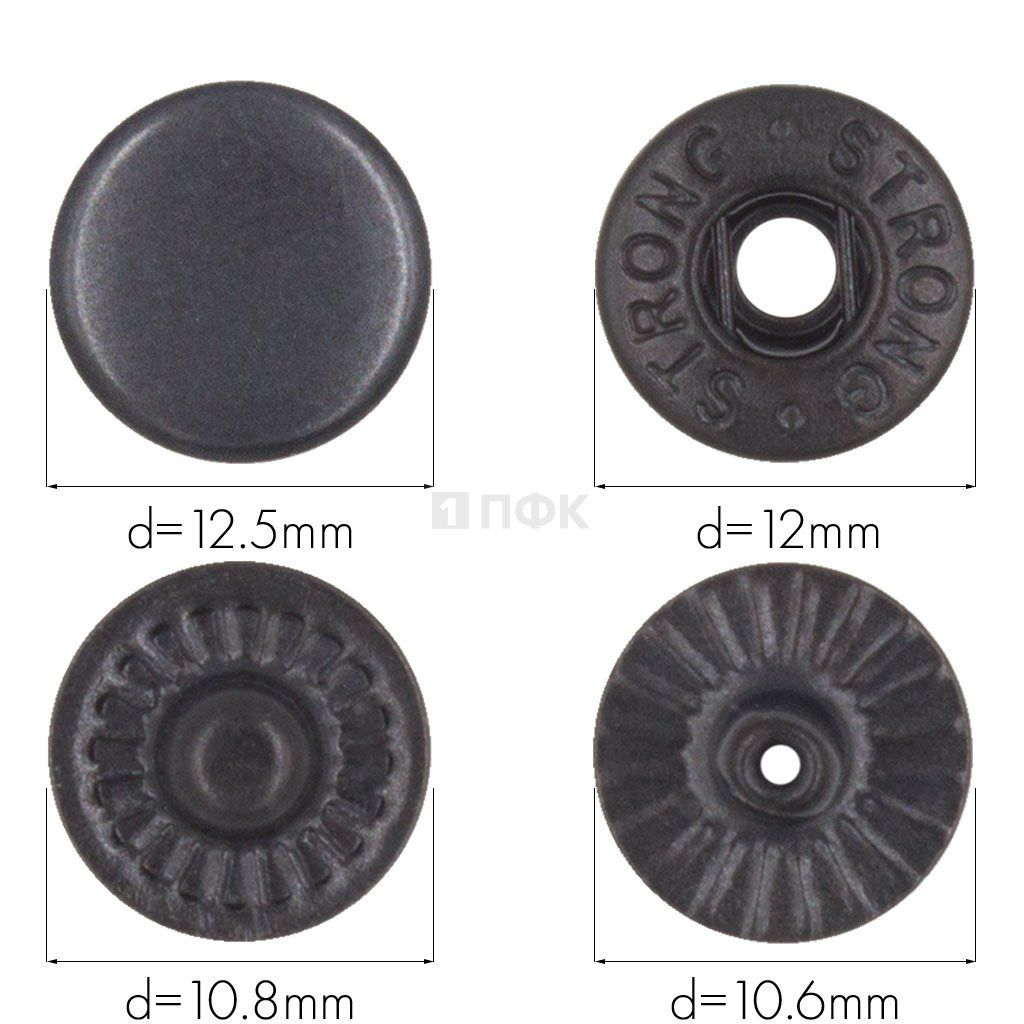 Кнопка для одежды 12,5мм Альфа сталь цв оксид (уп 1440шт) STRONG