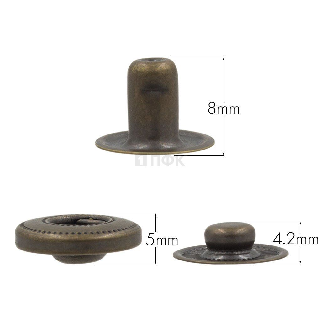 3 Части кнопки для одежды 15мм Альфа латунь цв антик (уп 720шт) NEW STAR