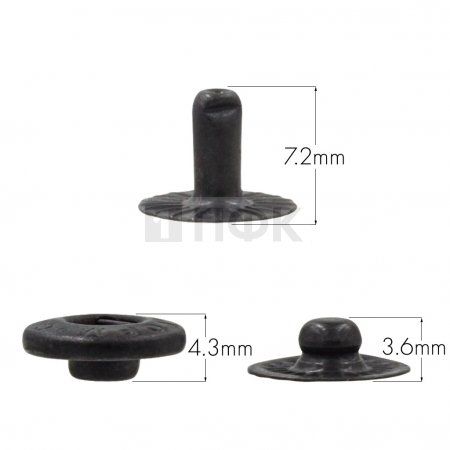 3 Части кнопки для одежды 12,5мм Альфа нерж цв оксид (уп 1440шт) STORM 