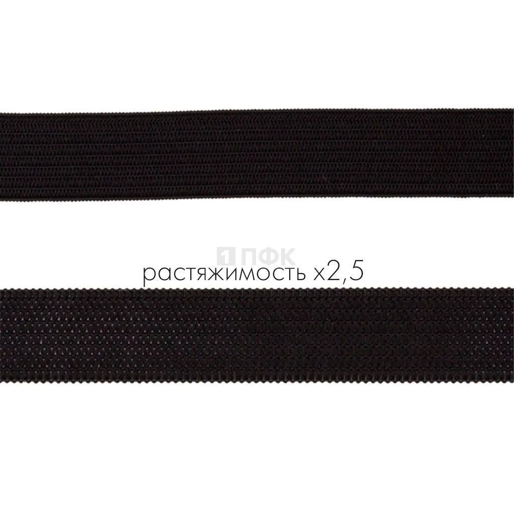 Резинка вязанная 15мм 4.99 гр/м цв черный (рул 40м/уп 800м)