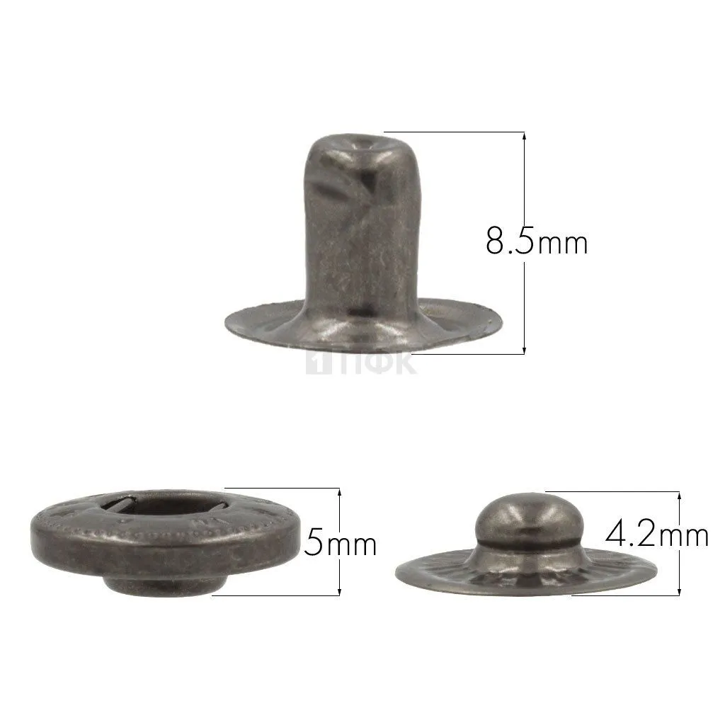 3 Части кнопки для одежды 15мм Альфа сталь цв никель тем (уп 720шт) NEW STAR